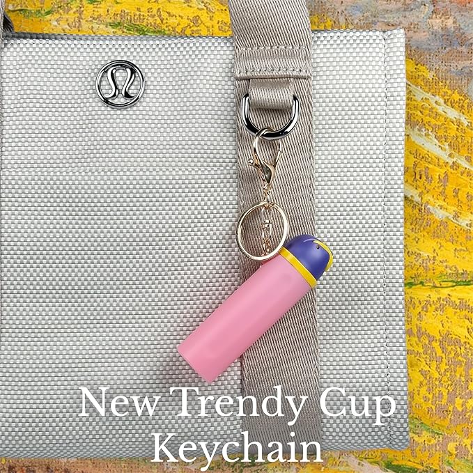 Mini Trendy Bottle Keychain Accessories Compatible with Owala Water Cute Tumbler Cup Chapstick Lip Balm Holder Charms