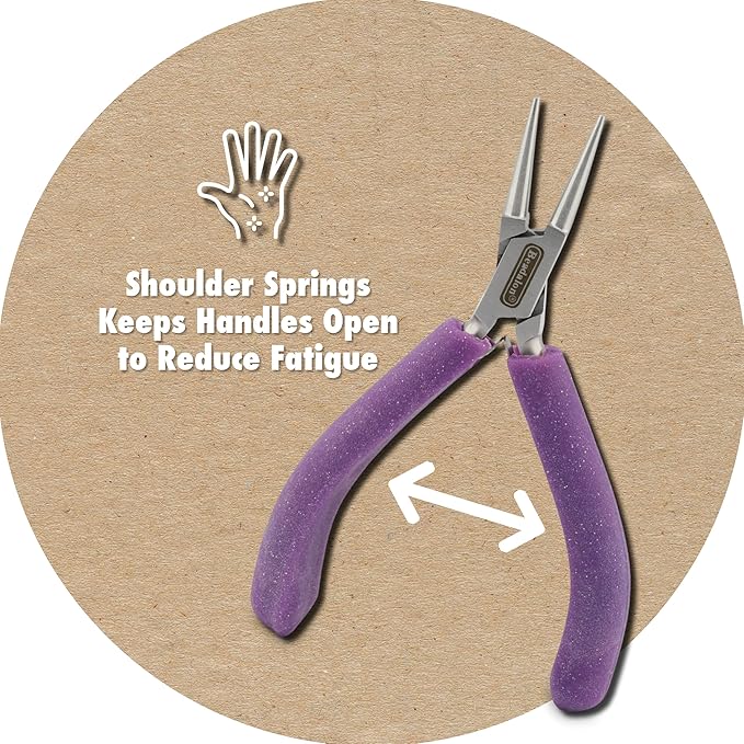 Beadalon Designer Series Semi-Flush Cutter, Purple Vinyl-Free Grips, Stainless Steel, Box Joint, Double Leaf Springs, 4.75 in