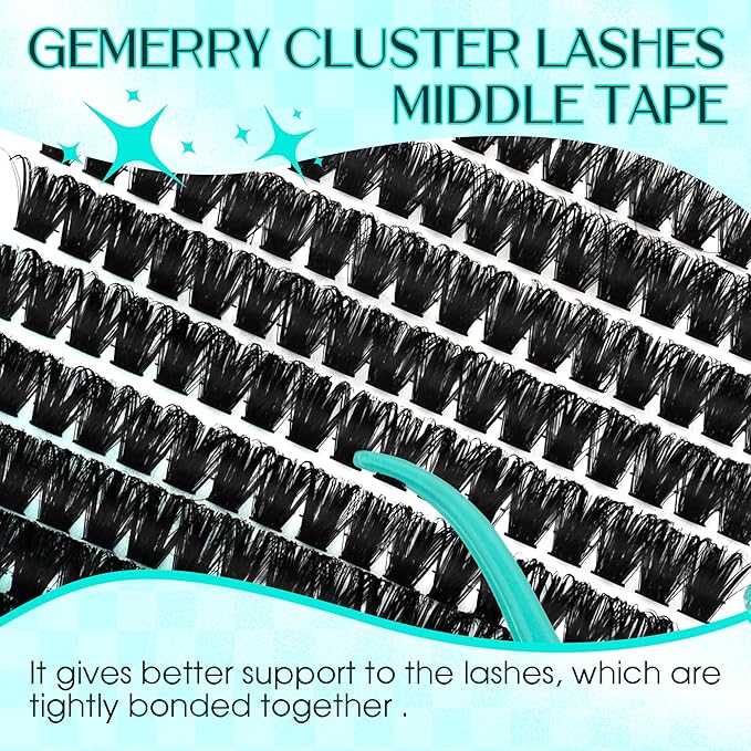 Lash Clusters GEMERRY 280pcs Clusters Lashes D Curl Soft&Natural Individual Lashes Cluster Eyelash Clusters DIY Lash Extensions at Home（40P+50P-18mm)