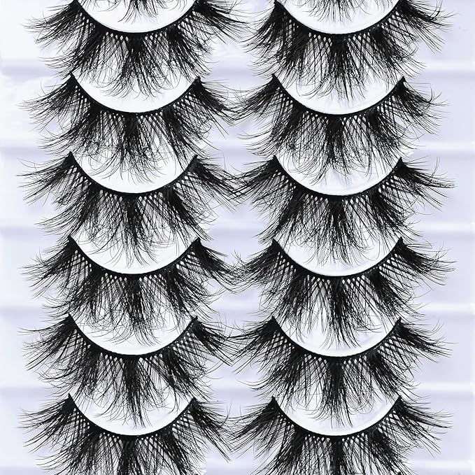 FARRED Wispy Lashes Fluffy Eyelashes False Eye Lash Strips 10 Pairs Doll Eye Mink Eyelash Wispies Pestañas Natural Look