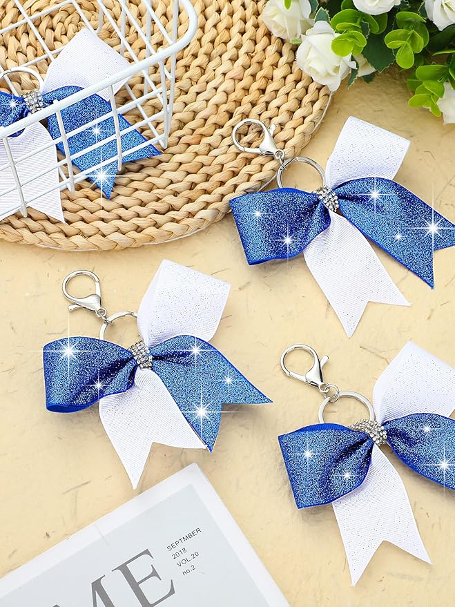 Tondiamo Cheer Bow Keychain Cheer Keychain with Rhinestones Cheerleader Keyrings for Teen Cheerleading Sports Accessory