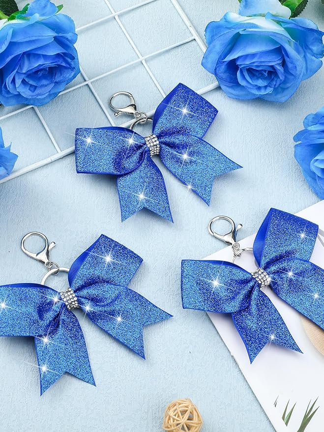 Tondiamo Cheer Bow Keychain Cheer Keychain with Rhinestones Cheerleader Keyrings for Teen Cheerleading Sports Accessory
