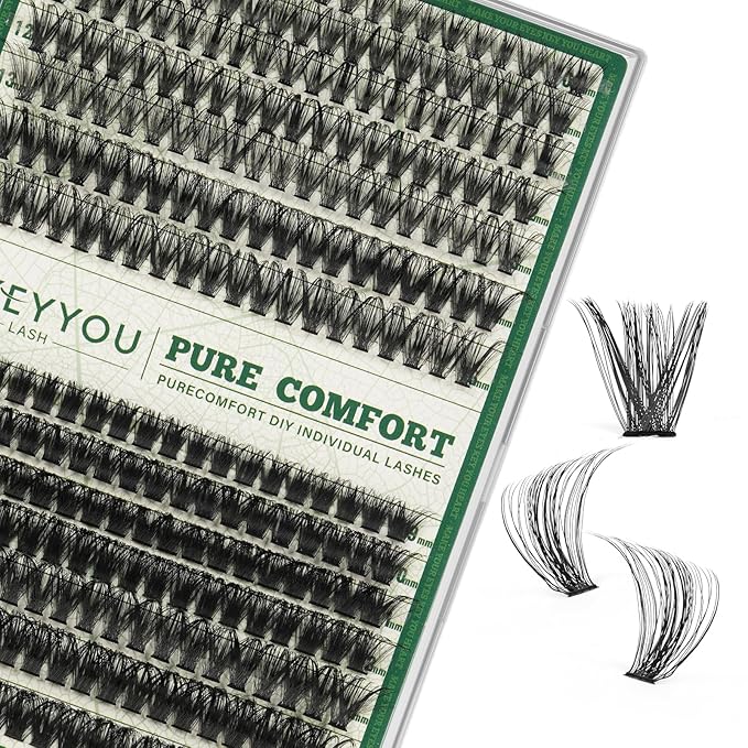 Lash Clusters 280Pcs Eyelash Clusters KEYYOU 60D+80D D Curl 9-16MIX Clusters Lashes Super Soft Wispy DIY Eyelash Extension at Home(60D+80D-D,9-16MIX)