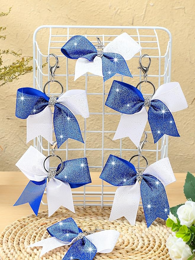 Tondiamo Cheer Bow Keychain Cheer Keychain with Rhinestones Cheerleader Keyrings for Teen Cheerleading Sports Accessory