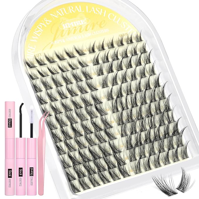 Cat Eye Lash Clusters Kit Wispy Lash Extension Kit 10-16MM Manga Eyelash Clusters Left Right DIY Eyelash Extension Kit with Bond and Seal Lash Glue Soft Fox Eye Lashes Clusters 132Pcs by JIMIRE