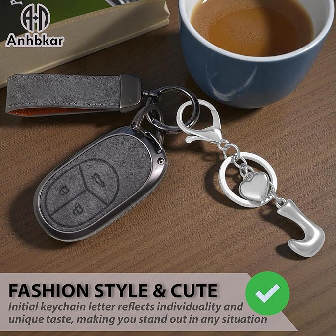 Heart Bubble Letter Keychain for Women, Girls - Cute Keychain with Initial - Alphabet Keychain for Bag Charm, Handbag