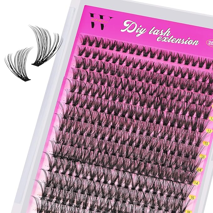Lash Clusters 280PCS Individual Lashes D Curl Eyelash Clusters Mixed Length Cluster Eyelash Extensions Clusters Lashes with Thin Band Soft False Eyelashes DIY at Home(40D,D-Mix9-16mm)