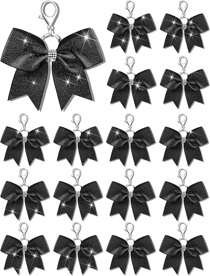 Tondiamo Cheer Bow Keychain Cheer Keychain with Rhinestones Cheerleader Keyrings for Teen Cheerleading Sports Accessory
