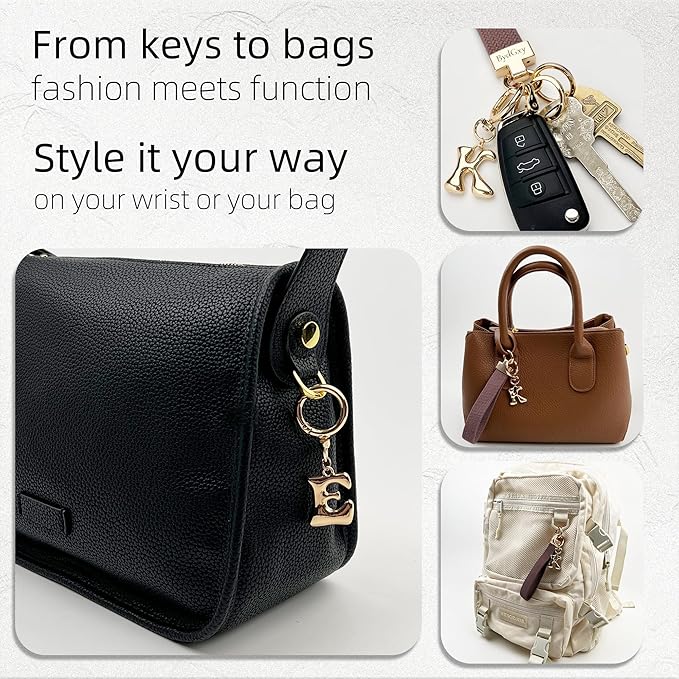 Stretchy Wristlet Initial Keychain, Key Chains Women Cute with Keyring, Llaveros para Mujer, Car Key Accessories