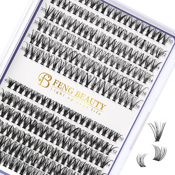 240PCS Natural Lash Clusters 30D/40D Mixed Length 10–16mm, Wispy D Curl Individual Lashes for DIY Cat Eye Look, Lightweight Reusable Cluster Lashes for Beginners (No Tools Included)
