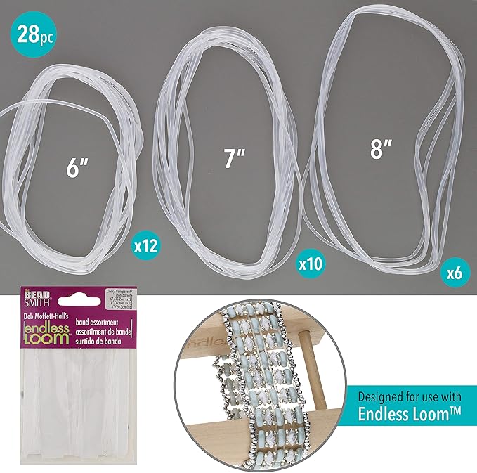 The Beadsmith Deb Moffett-Hall’s Endless Loom Bands, Clear Color, 28 Piece Assortment Pack, Use with The Endless Loom