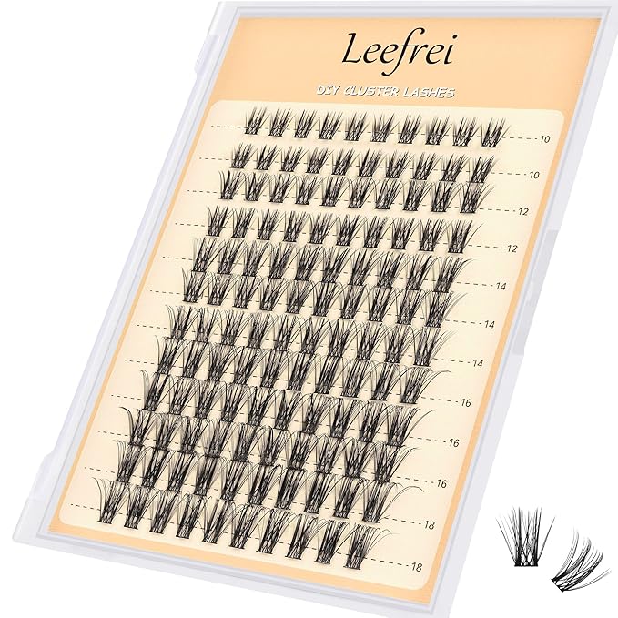 Leefrei Eyelash Clusters 10-18mm Wispy Eyelash Clusters D Curl DIY Cluster Lash Extension Kit Individual Lashes Kit With Bond & Seal, Glue Remover, Tweezers(LF03 Lashes Set)