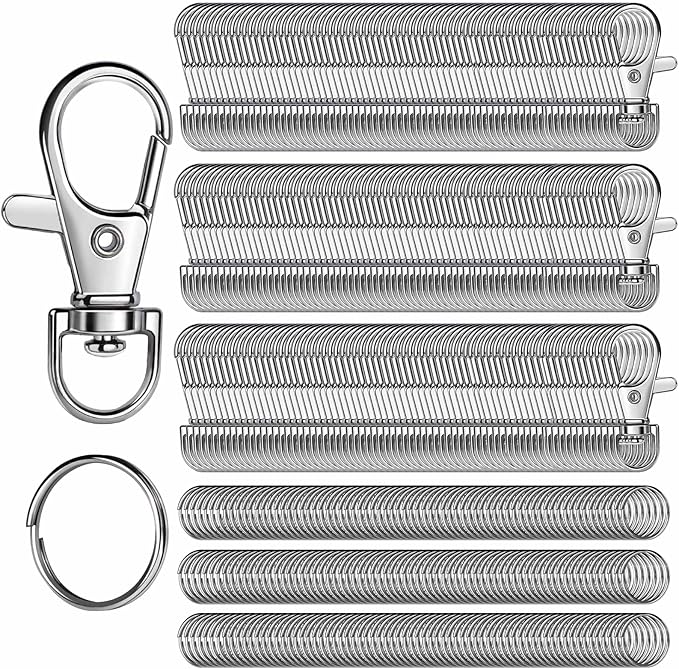 LEOBRO 480PCS Lobster Claw Clasps and Key Rings, Keychain Making Kit - 240PCS Keychain Clips and 240PCS Key Chain Ring, for Key Chains, Crafts, Lanyard, Key, Jewelry Making