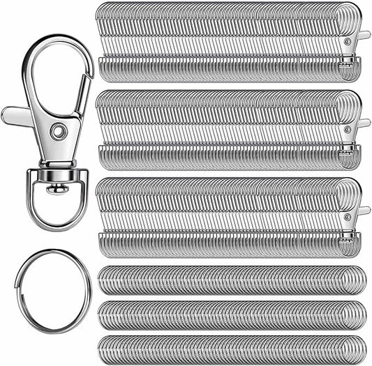 LEOBRO 480PCS Lobster Claw Clasps and Key Rings, Keychain Making Kit - 240PCS Keychain Clips and 240PCS Key Chain Ring, for Key Chains, Crafts, Lanyard, Key, Jewelry Making