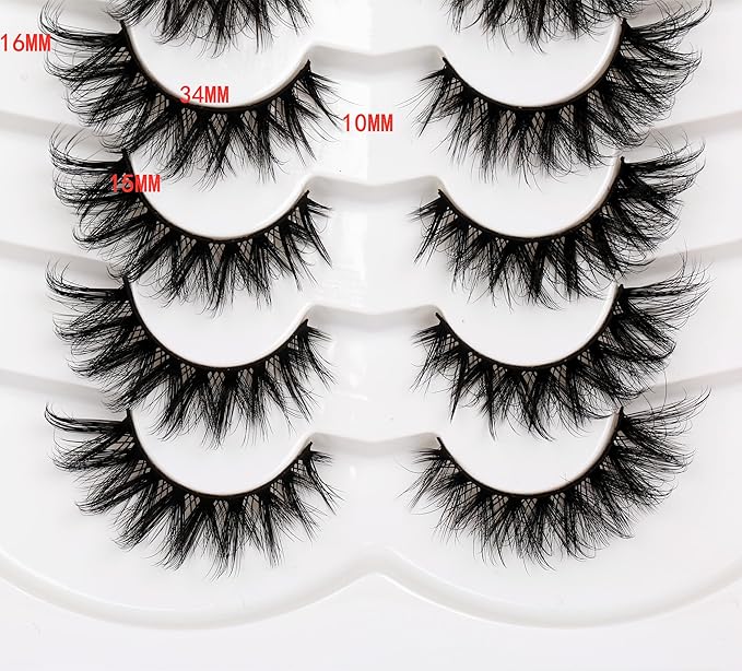 Pooplunch False Eyelashes Cat Eye Look 8D Crossed Wispy Natural Volume Faux Mink Lashes Fake Eyelashes Strips 7 Pairs Pack