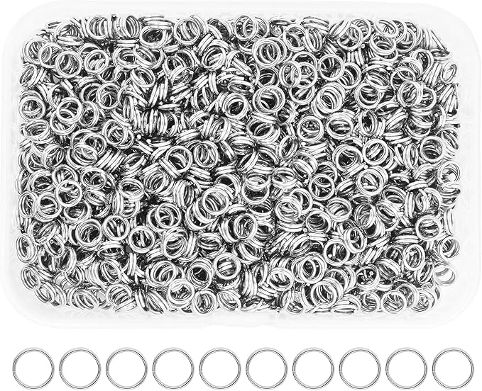 Mandala Crafts 5mm Stainless Steel Double Jump Rings for Jewelry Making - 1500 Pcs Small Split Key Rings Set for Crafts, DIY Keychains, and Accessories