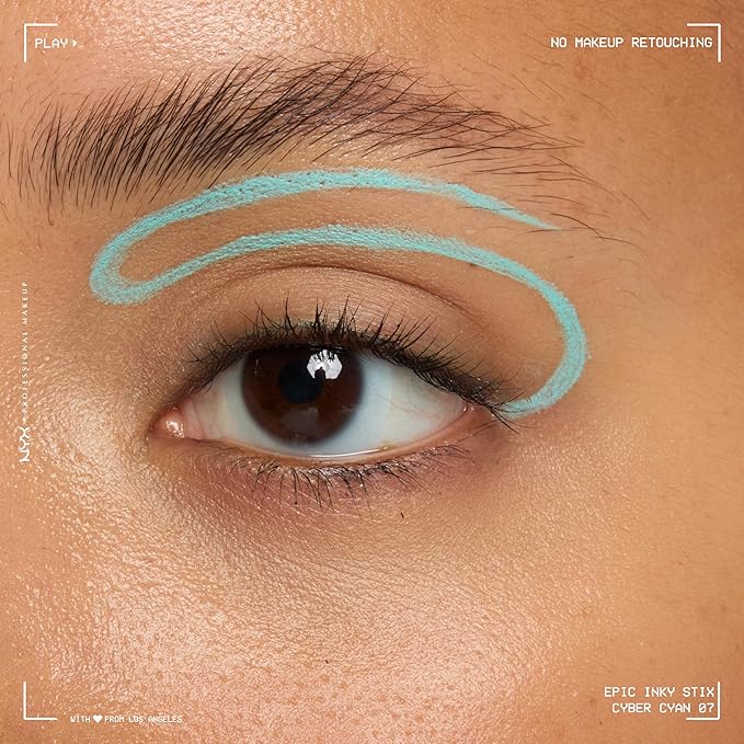 NYX PROFESSIONAL MAKEUP Epic Inky Stix Eyeliner, Mechanical Cream Gel Eyeliner, Waterproof Formula With Up To 24HR Wear - 07 Cyber Cyan (Matte Electric Blue)