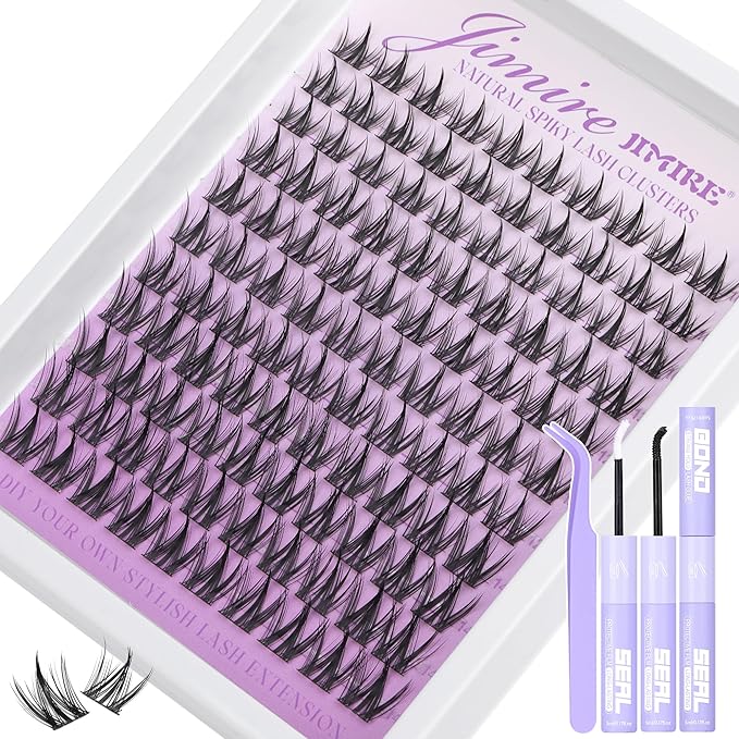 JIMIRE Manga Lash Clusters Kit Wispy Eyelash Clusters Kit Natural Look 10-14MM Fairy Cluster Eyelash Extensions with Spiky 110Pcs Manga Lash Extension Kit with Bond and Seal Lash Glue