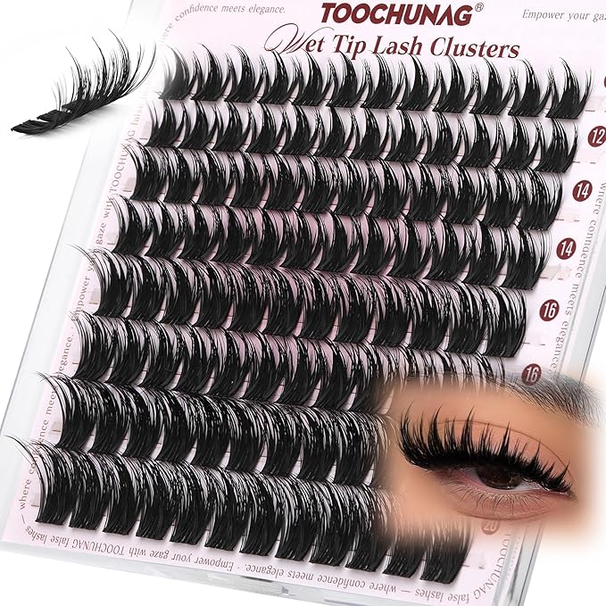 TOOCHUNAG Anime Lash Clusters 12-20mm Manga Eyelash Clusters Volume Cluster Eyelash Extensions D Curly Lashes Clusters DIY Lash Extensions Wispy Individual Lashes