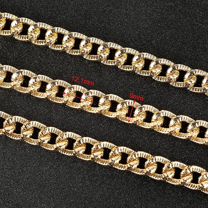 UMAOKANG 5 Meters Strong Cuban Chain for Jewelry Making Gold Plated Aluminum Necklace Bracelet Chains Bulk for Men and Women Embossed Cuban Link Chain