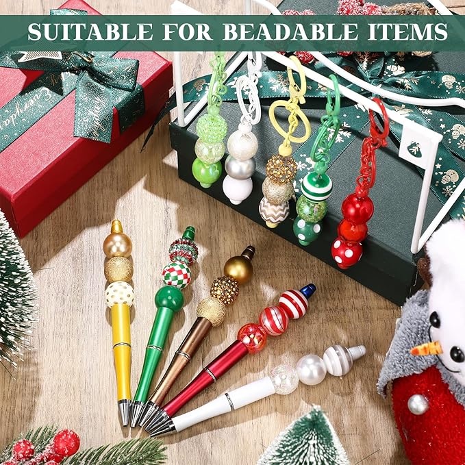 100 Pcs 20mm Rhinestone Bubblegum Beads for Pens Mixed Crystal Resin Chunky Beads for DIY Craft Keychain Necklace Bracelet Jewelry Making(Red Green)