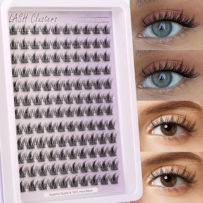 Himirell Lash Clusters Manga With Spikes Wispy Cluster Natural Eyelash Extensions Anime Eyelashes Clusters Faux Mink Fairy Individual Lash Extension Kit for Self Application
