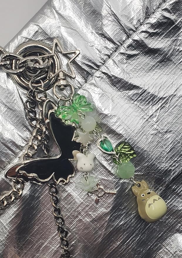 Keychain, Gifts for Animal & Anime Lovers, Y2K Heart Bow Pendant, Women Girls Kawaii Bag Charm