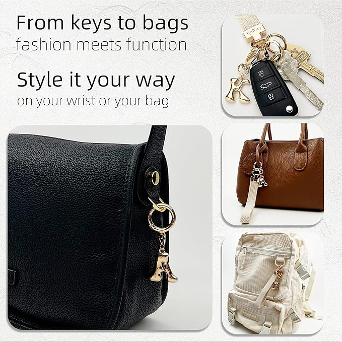 Stretchy Wristlet Initial Keychain, Key Chains Women Cute with Keyring, Llaveros para Mujer, Car Key Accessories