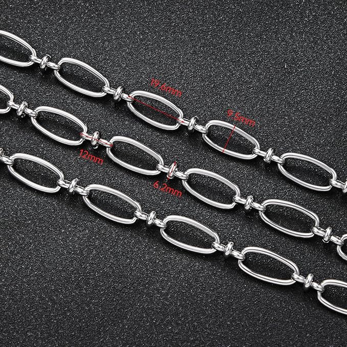 UMAOKANG 6.6 Feet Stainless Steel Chain for Jewelry Making Long Oval Bulk Chain on Spool Decorative Craft Chain Roll