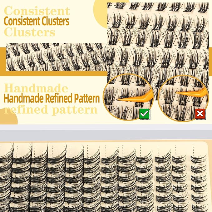 Leefrei Eyelash Cluster 10-18mm Wispy Eyelash Clusters D Curl DIY Lash Extension Natural Lash Clusters Individual Lashes (LF03 Lashes Only)