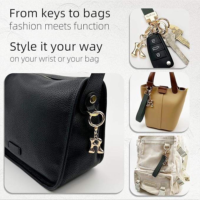 Stretchy Wristlet Initial Keychain, Key Chains Women Cute with Keyring, Llaveros para Mujer, Car Key Accessories