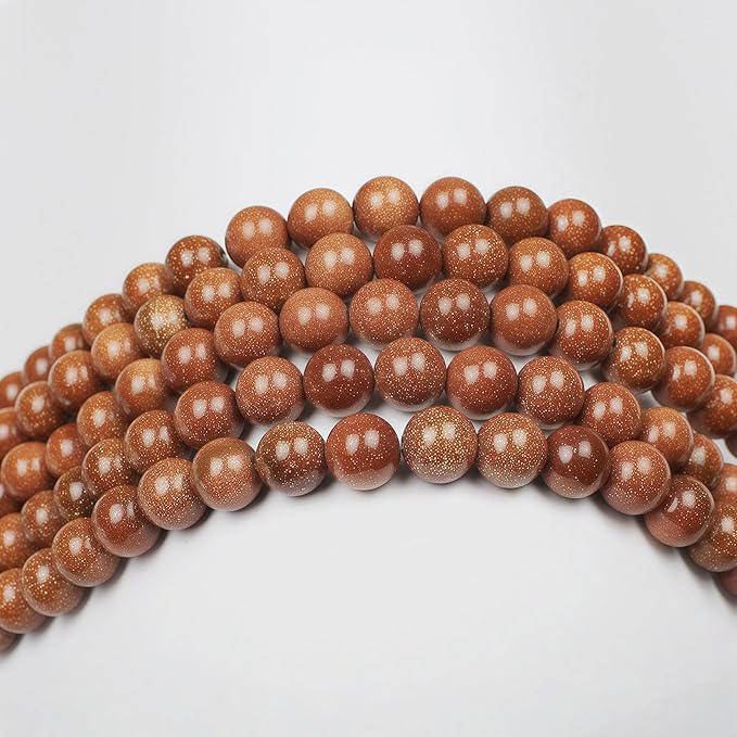 MJDCB AAA Natural Gold Sand Gemstone Loose Round Beads Spacer Beads for Jewelry Making (6mm)