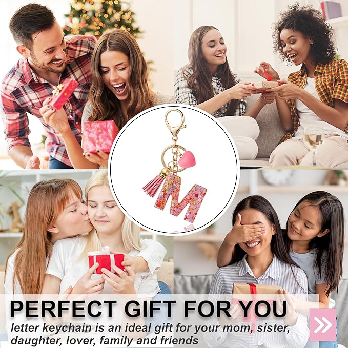Alphabet Initial Letter Keychain Cute Heart Resin - Letter Keychain for Backpack Charms - Initial Keychains for Women