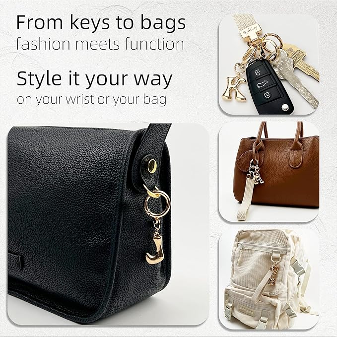 Stretchy Wristlet Initial Keychain, Key Chains Women Cute with Keyring, Llaveros para Mujer, Car Key Accessories