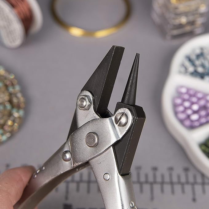 The Beadsmith Round/Flat Nose Parallel Pliers, 5.5 inches (140mm) Steel Tool for Jewelry Making, with Spring