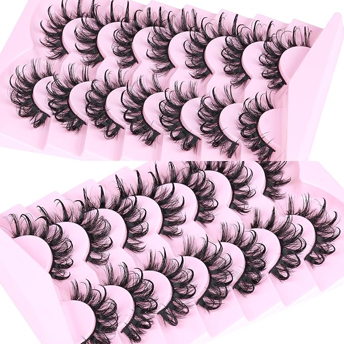Lashes Wispy False Eyelashes Natural Fairy Fake Eyelashes Cat Eye Lashes Mink Long Strip Eyelashes Doll Manga Lashes 7 Pairs C Curly Lashes Pack by ALICROWN