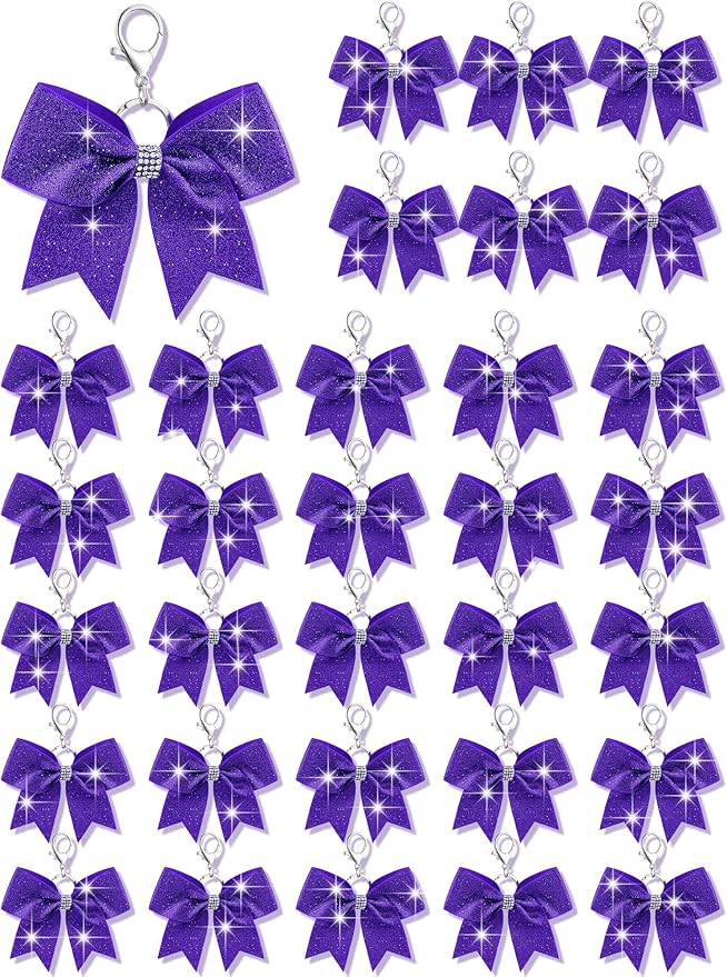 Tondiamo Cheer Bow Keychain Cheer Keychain with Rhinestones Cheerleader Keyrings for Teen Cheerleading Sports Accessory