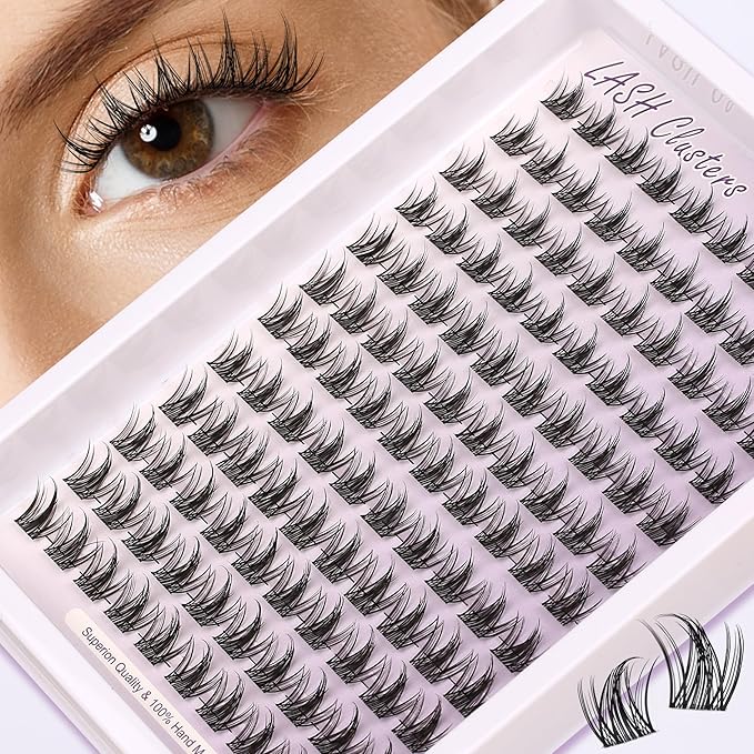 Himirell Lash Clusters Manga With Spikes Wispy Cluster Natural Eyelash Extensions Anime Eyelashes Clusters Faux Mink Fairy Individual Lash Extension Kit for Self Application