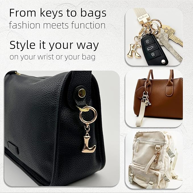 Stretchy Wristlet Initial Keychain, Key Chains Women Cute with Keyring, Llaveros para Mujer, Car Key Accessories