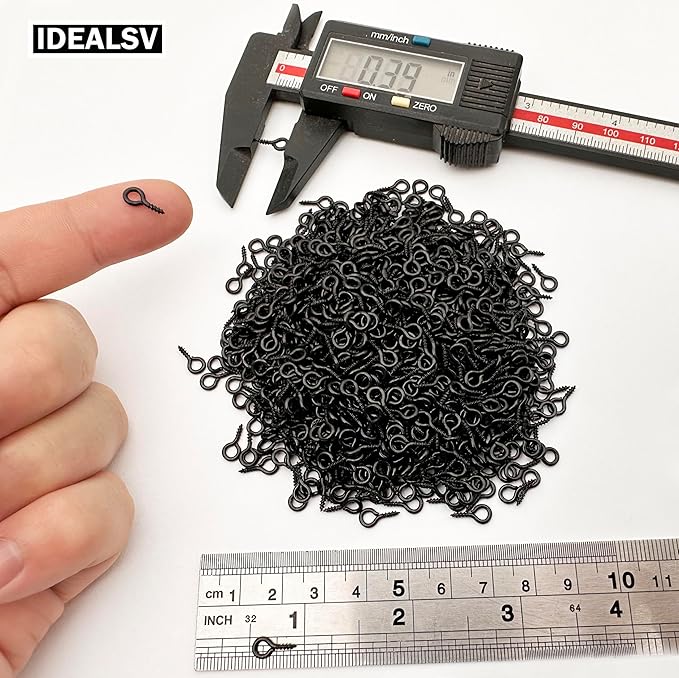 Black 1000 Pcs Small Screw Eye Pins Jewelry Making Eyelet Hook for Craft 10 x 5mm