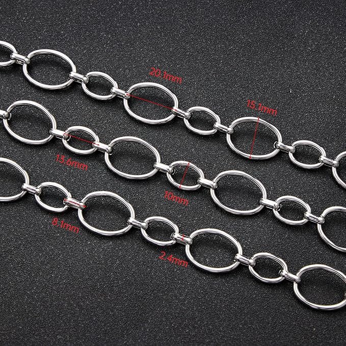 UMAOKANG 2 Meters Stainless Steel Jewelry Making Chains Bulk on Spool Oval Link Chain DIY Decorative Chain
