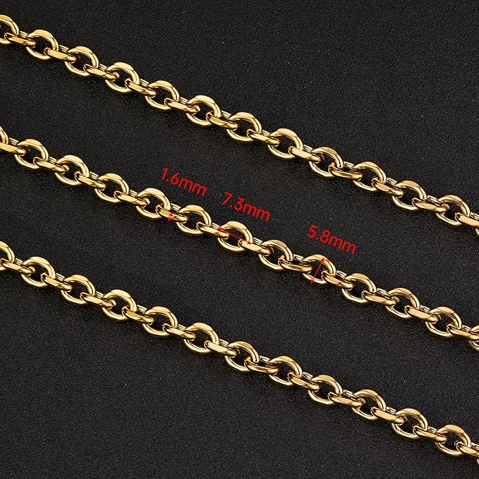 UMAOKANG 5 Meters Gold Cable Chain for Jewelry Making Stainless Steel Bulk Chains on Spool with Jump Rings and Lobster Clasps