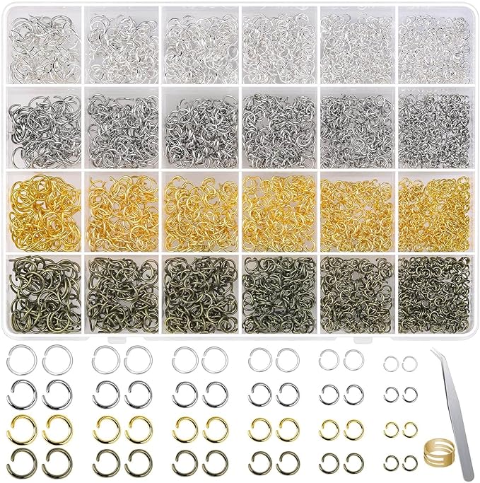 2840 Pieces Jump Rings for Jewelry Making, Shynek Open Jump Rings for Jewelry Making Supplies, Crafts and Keychains(4mm 5mm 6mm 7mm 8mm 10mm)