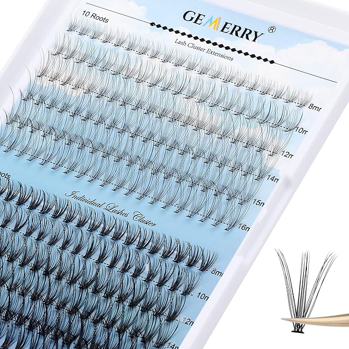 Individual Lashes Cluster Large Tray 240pcs Individual Lashes 0.07mm 10D/20D D Curl Mix 8-16mm Cluster Lashes Natural Lash Cluster Soft&Lightweight DIY Eyelash Extension By GEMERRY(10D/20D-D, 8-16)