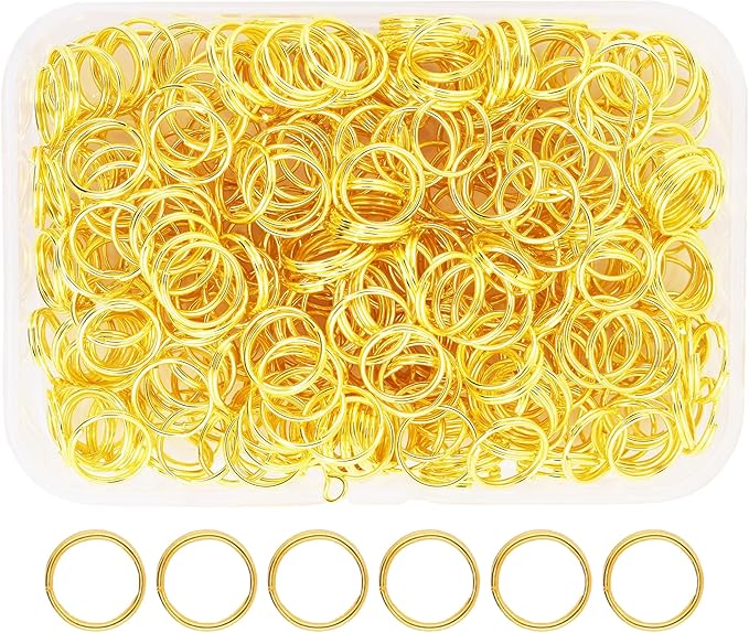Mandala Crafts 10mm Gold Colored Double Jump Rings for Jewelry Making - 400 Pcs Small Split Key Rings Set for Crafts, DIY Keychains, and Accessories