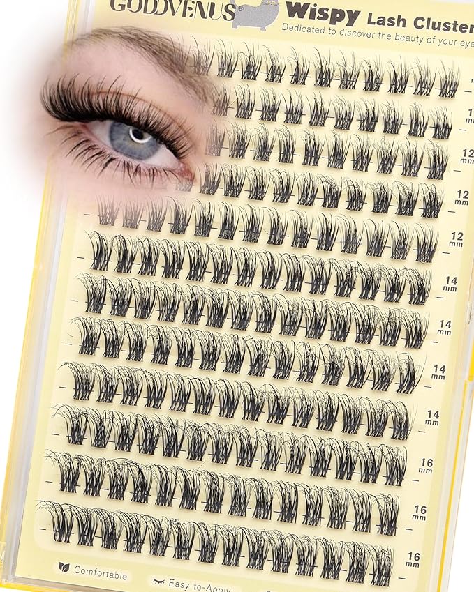 Wispy Lash Clusters Natural Fluffy Cluster Eyelash Extensions 168Pcs Waterproof Individual Lash Extensions10-16mm Eyelashes Clusters for DIY by Goddvenus （CC Curve）