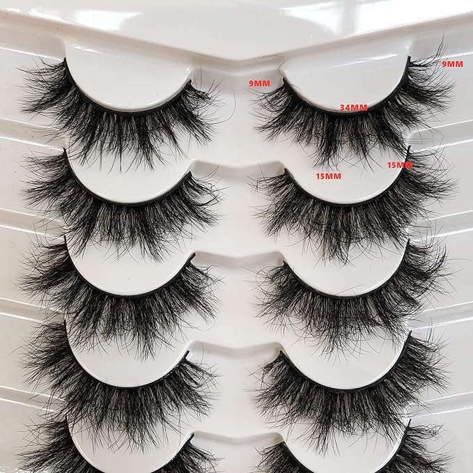 Pooplunch False Eyelashes Sexy Volume 8D Faux Mink Lashes 15MM Wispy Short Natural Fake Eye Lash Strips 7 Pairs Pack