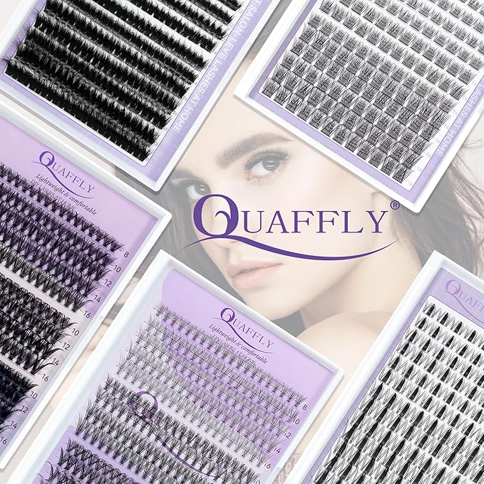 QUAFFLY Lash Clusters Kit Multiple Styles Mixed Length Eyelash Set Includes 2 Lash Bond and Seal & 2 Lash Remover 1 Tweezers For DIY Lash Extensions Kit At Home