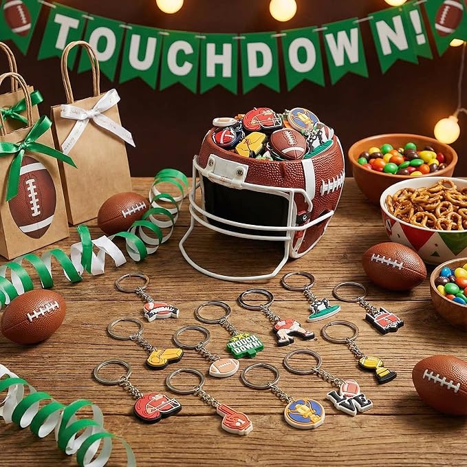 Batiyeer 36 Pack Football Keychains Bulk Party Favors Sports Ball Key Chains Funny Keyring Gifts for Women Men Birthday Supplies