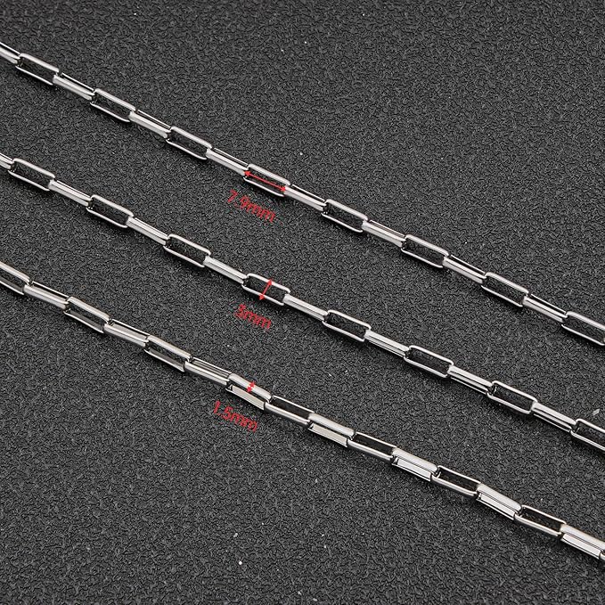 UMAOKANG 16.4 Feet Box Chain for Jewelry Making Stainless Steel Chains Bulk for Men and Women Necklace DIY Jewelry Supplies